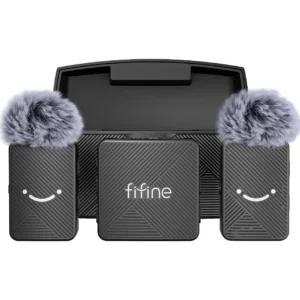 Fifine M9 kültéri vezeték nélküli csíptetős mikrofon felvételhez – fekete