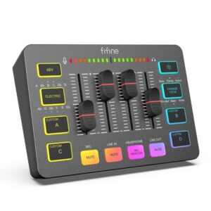 FIFINE SC3 RGB Fehér Audio Mixer – USB Hangkártya & Kontroll Panel - fekete